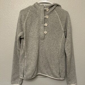 The North Face Sweater Womens Large Gray Button Pockets Hoodie Fleece Jacket